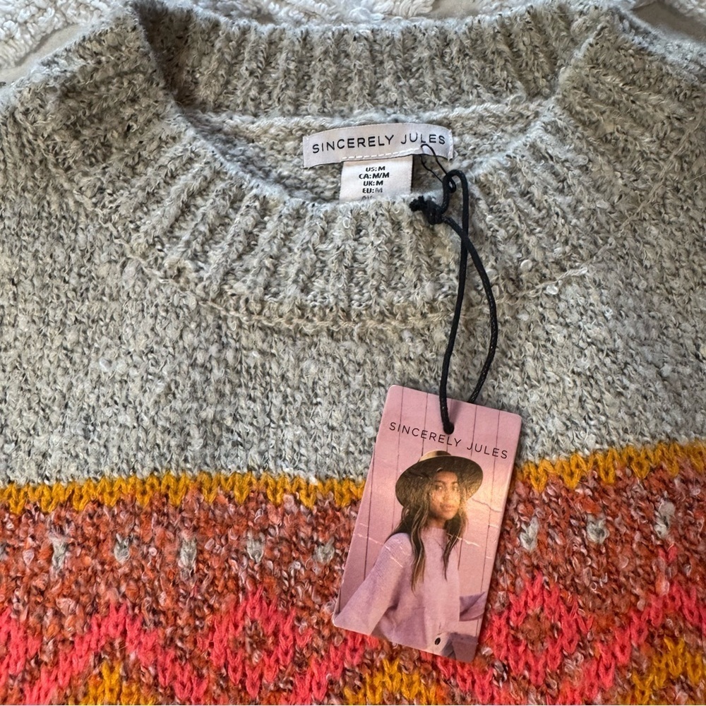 NWT Sincerely Jules Festive Frost Multicolor Knit Medium Sweater - Picture 7 of 8